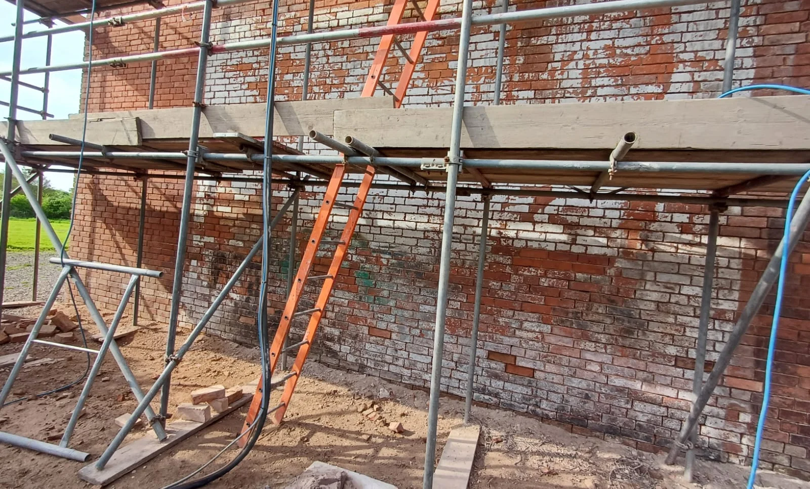Brick wall before surface cleaning