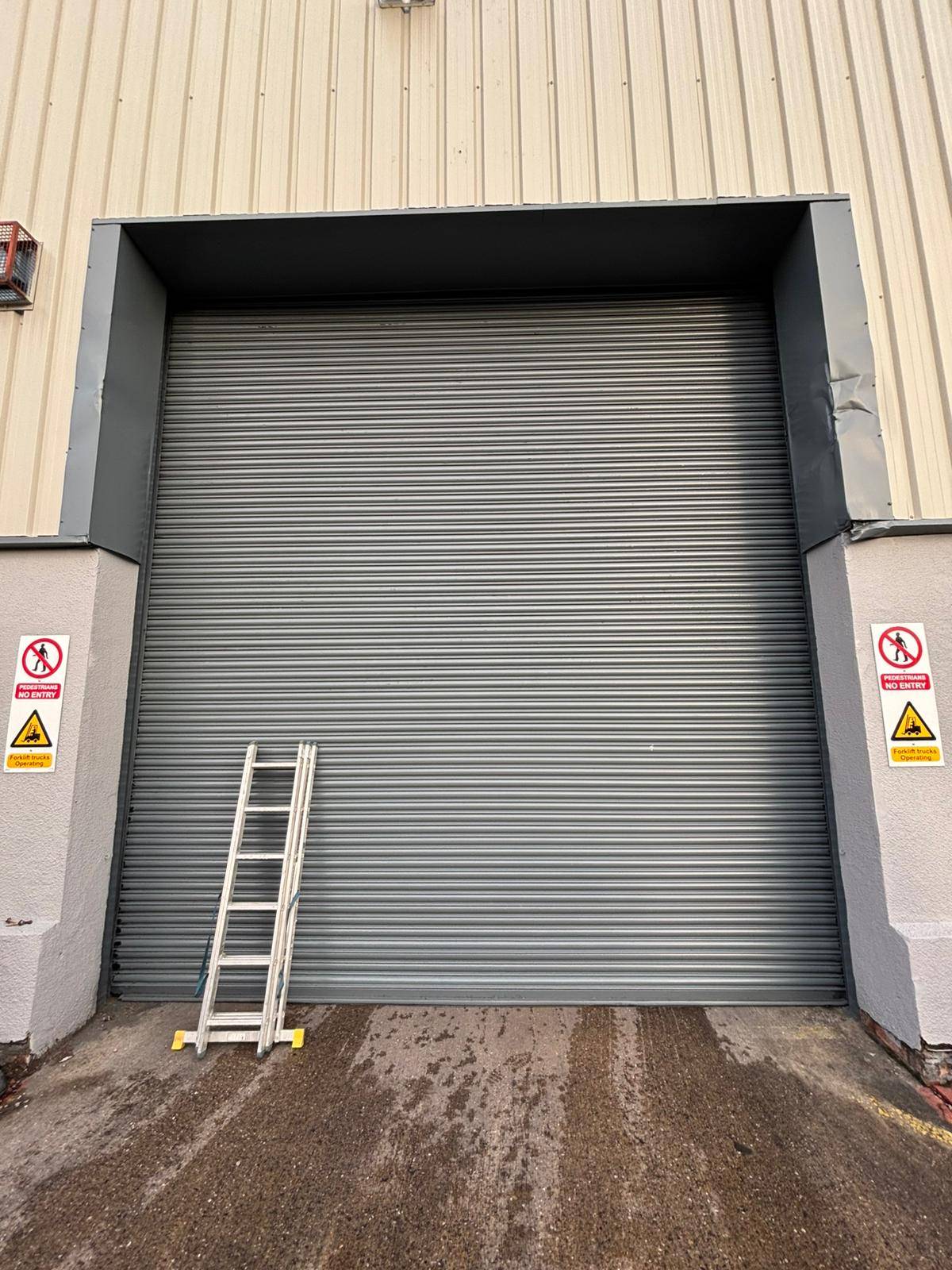 Industrial roller door after surface preparation
