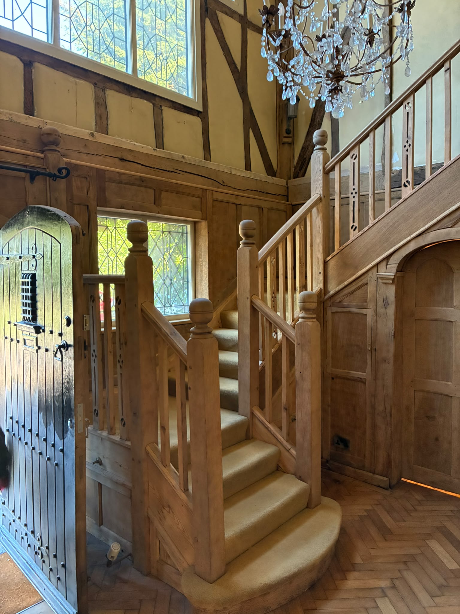 Grand Hall staircase and landing after timber restoration