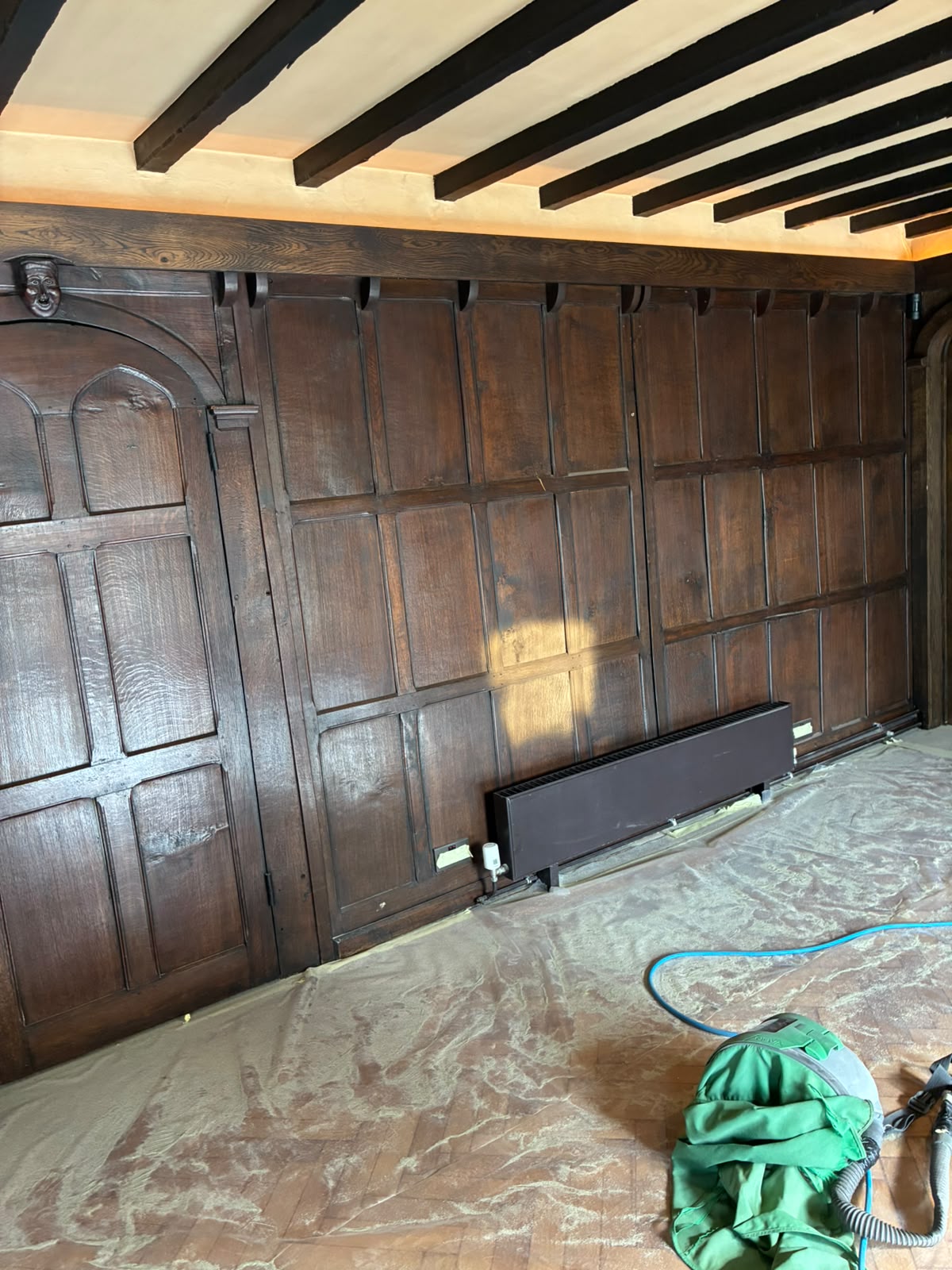 Grand Hall timber landing before restoration