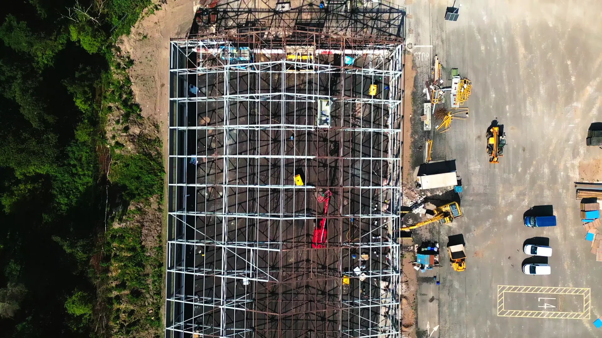 Aerial view of the Doncaster warehouse refurbishment site